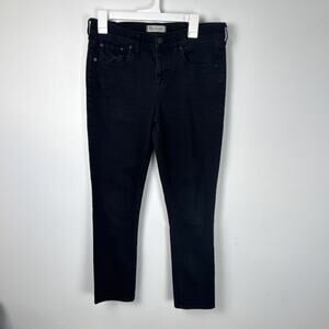 Madewell slim boyjeans, black, button accents, women's 28